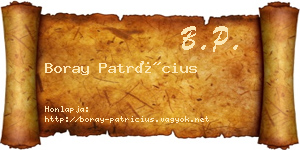 Boray Patrícius névjegykártya